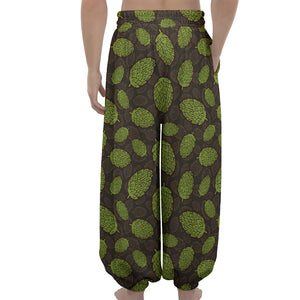 Cute Hop Cone Pattern Print Lantern Pants