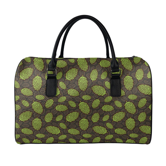 Cute Hop Cone Pattern Print Leather Duffle Bag
