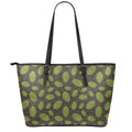 Cute Hop Cone Pattern Print Leather Tote Bag With Zipper