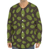 Cute Hop Cone Pattern Print Long Sleeve Baseball Jersey