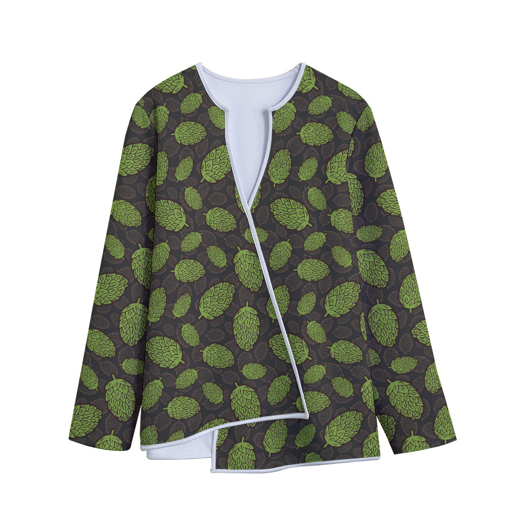 Cute Hop Cone Pattern Print Long Sleeve Short Coat