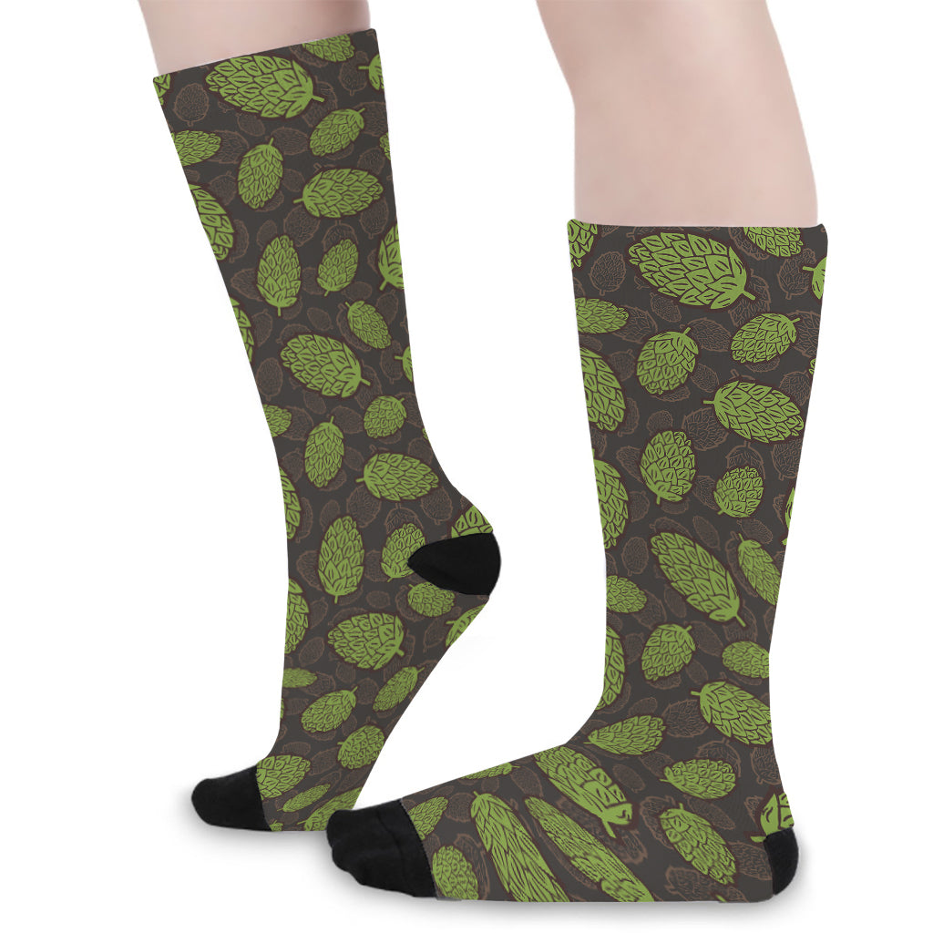 Cute Hop Cone Pattern Print Long Socks