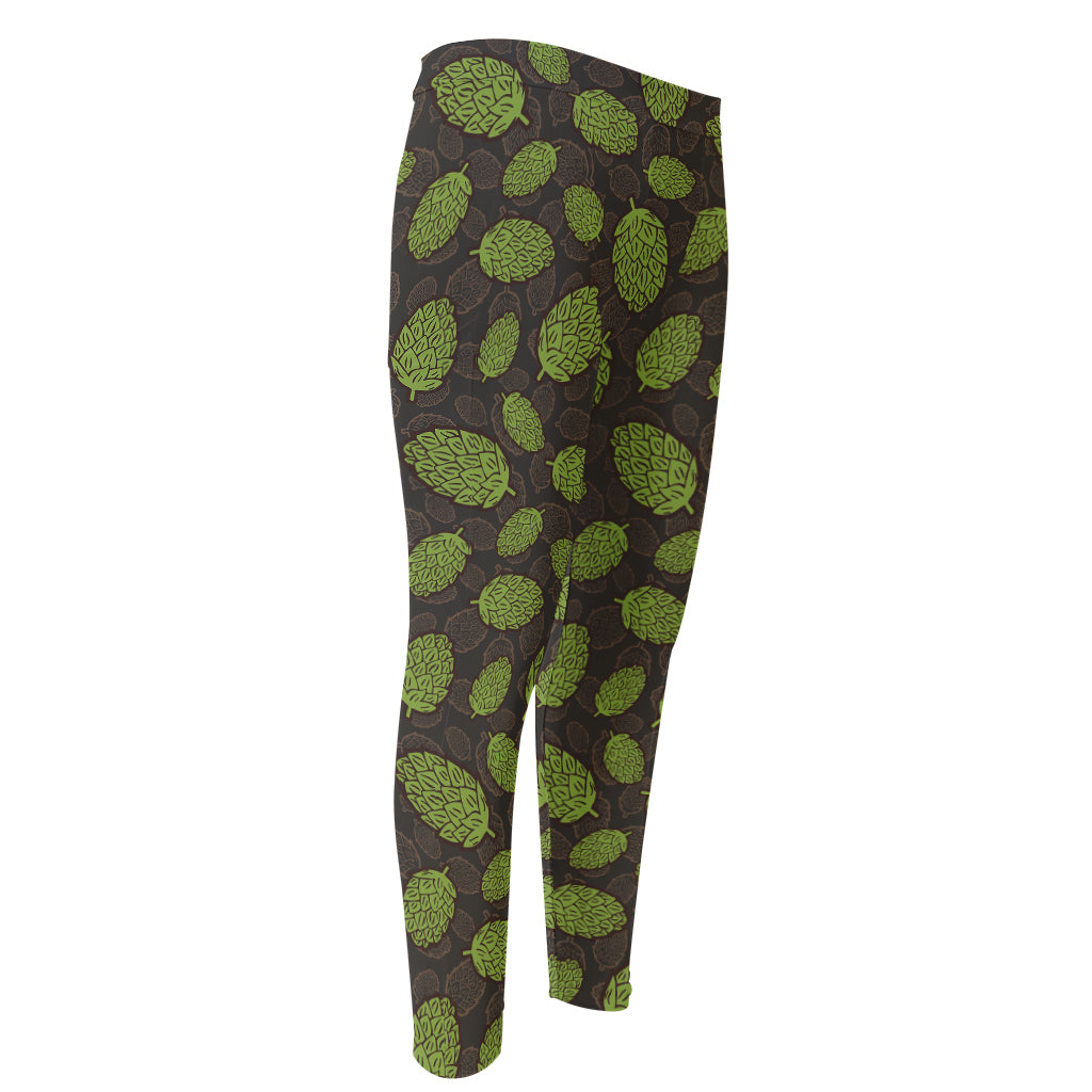 Cute Hop Cone Pattern Print Men's Compression Pants