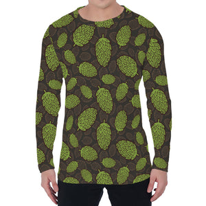 Cute Hop Cone Pattern Print Men's Long Sleeve T-Shirt