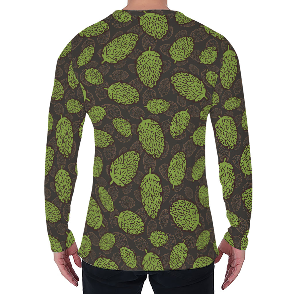 Cute Hop Cone Pattern Print Men's Long Sleeve T-Shirt