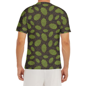 Cute Hop Cone Pattern Print Men's Short Sleeve Rash Guard