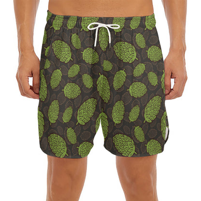 Cute Hop Cone Pattern Print Men's Split Running Shorts