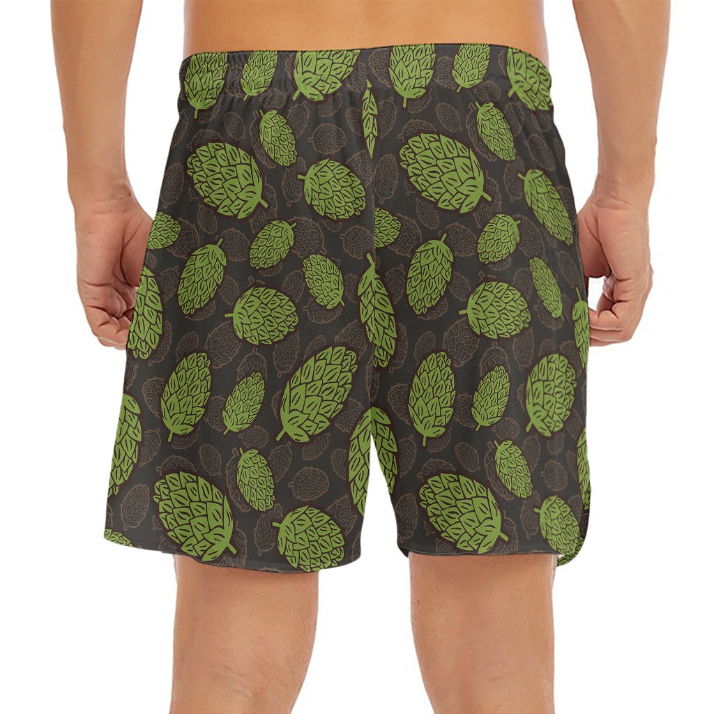 Cute Hop Cone Pattern Print Men's Split Running Shorts