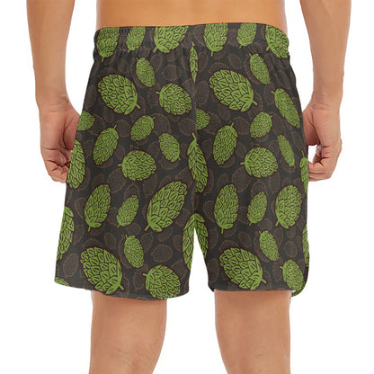 Cute Hop Cone Pattern Print Men's Split Running Shorts