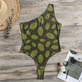 Cute Hop Cone Pattern Print One Shoulder Bodysuit
