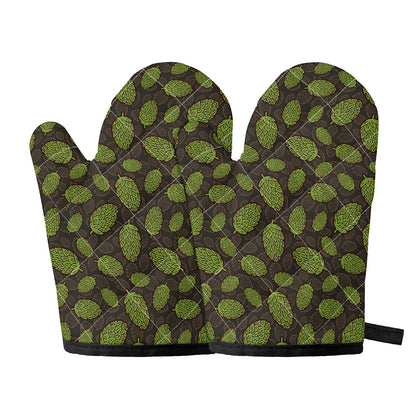 Cute Hop Cone Pattern Print Oven Mitts