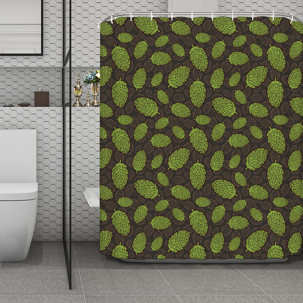 Cute Hop Cone Pattern Print Polyester Shower Curtain