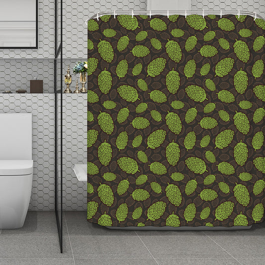 Cute Hop Cone Pattern Print Polyester Shower Curtain