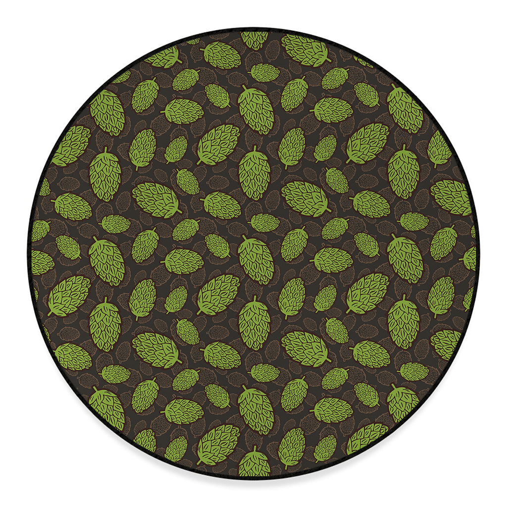 Cute Hop Cone Pattern Print Round Floor Mat