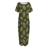 Cute Hop Cone Pattern Print Short Sleeve Long Nightdress