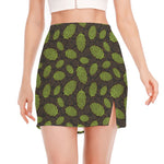 Cute Hop Cone Pattern Print Side Slit Mini Skirt