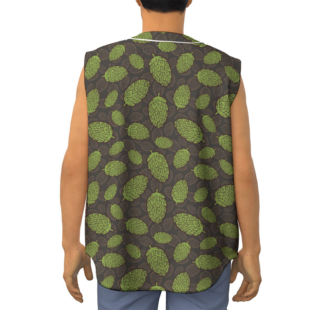 Cute Hop Cone Pattern Print Sleeveless Baseball Jersey
