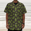 Cute Hop Cone Pattern Print Textured Short Sleeve Shirt