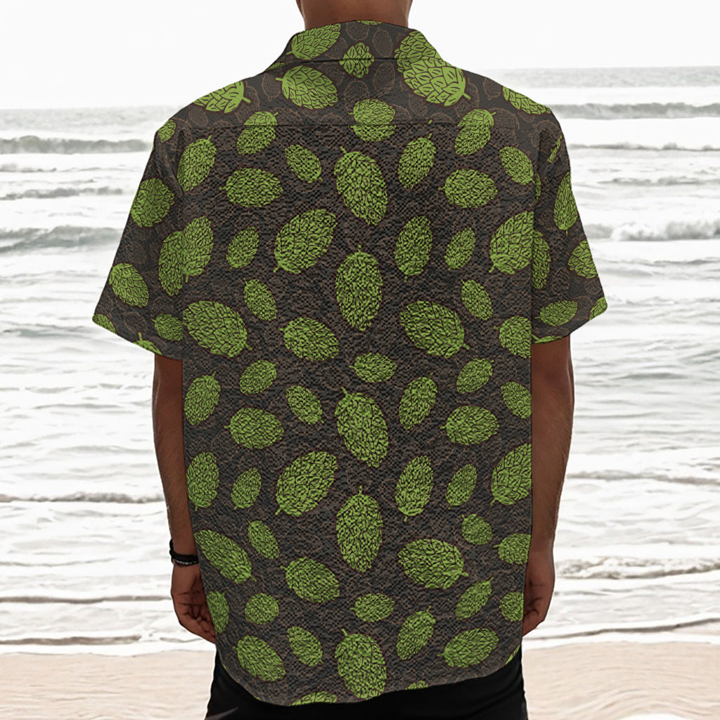 Cute Hop Cone Pattern Print Textured Short Sleeve Shirt