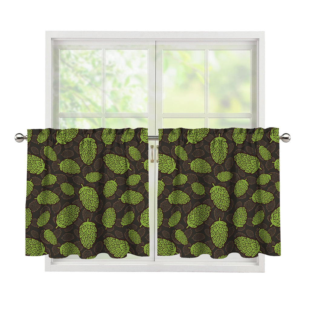 Cute Hop Cone Pattern Print Tier Curtains