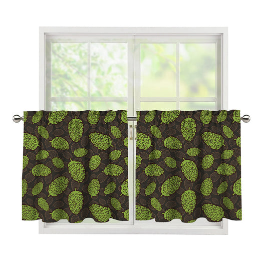Cute Hop Cone Pattern Print Tier Curtains