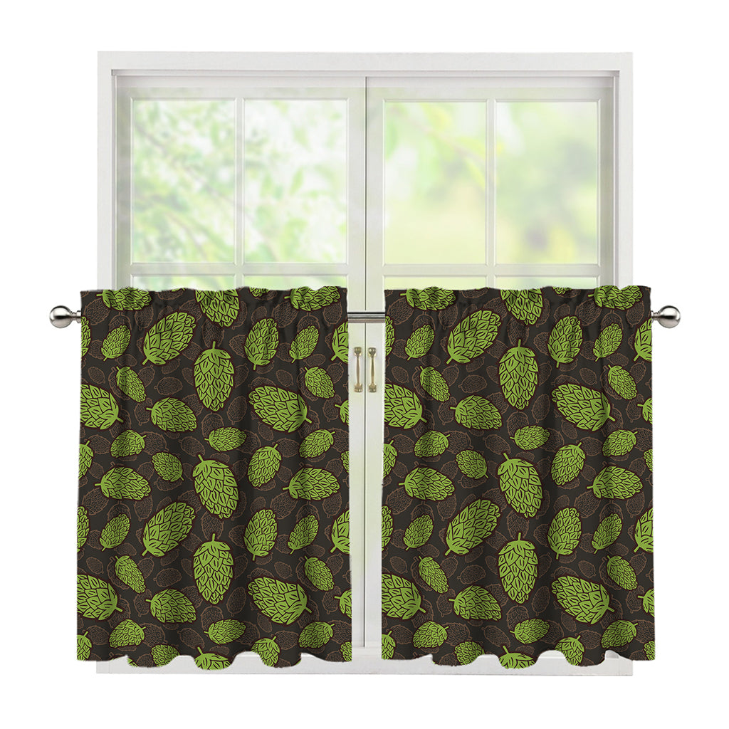 Cute Hop Cone Pattern Print Tier Curtains
