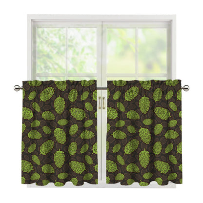 Cute Hop Cone Pattern Print Tier Curtains