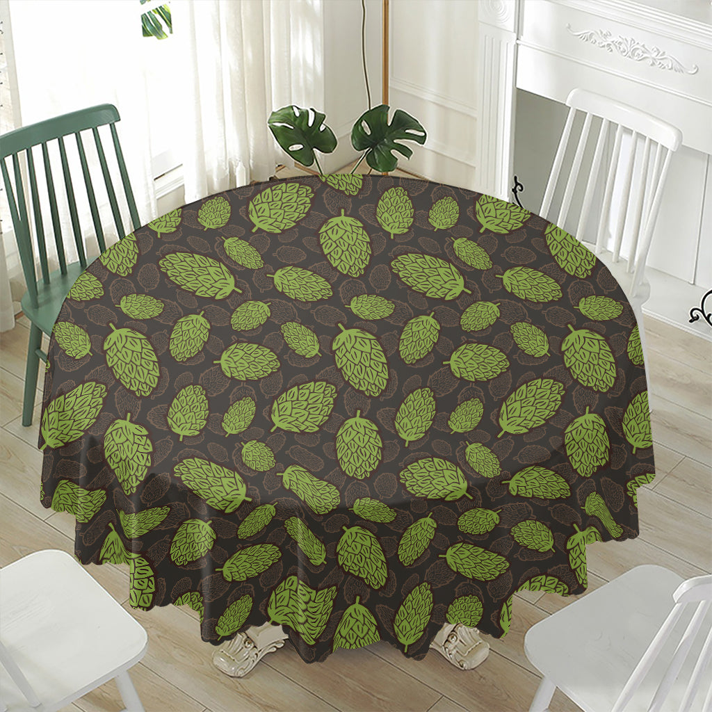 Cute Hop Cone Pattern Print Waterproof Round Tablecloth