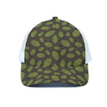Cute Hop Cone Pattern Print White Mesh Trucker Hat