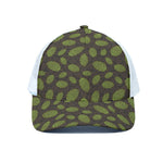 Cute Hop Cone Pattern Print White Mesh Trucker Cap