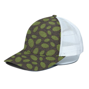 Cute Hop Cone Pattern Print White Mesh Trucker Cap