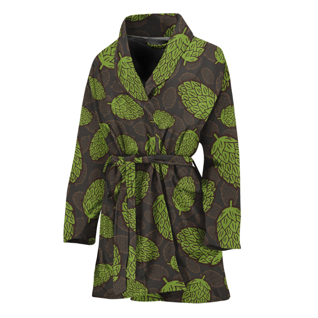 Cute Hop Cone Pattern Print Women's Bathrobe