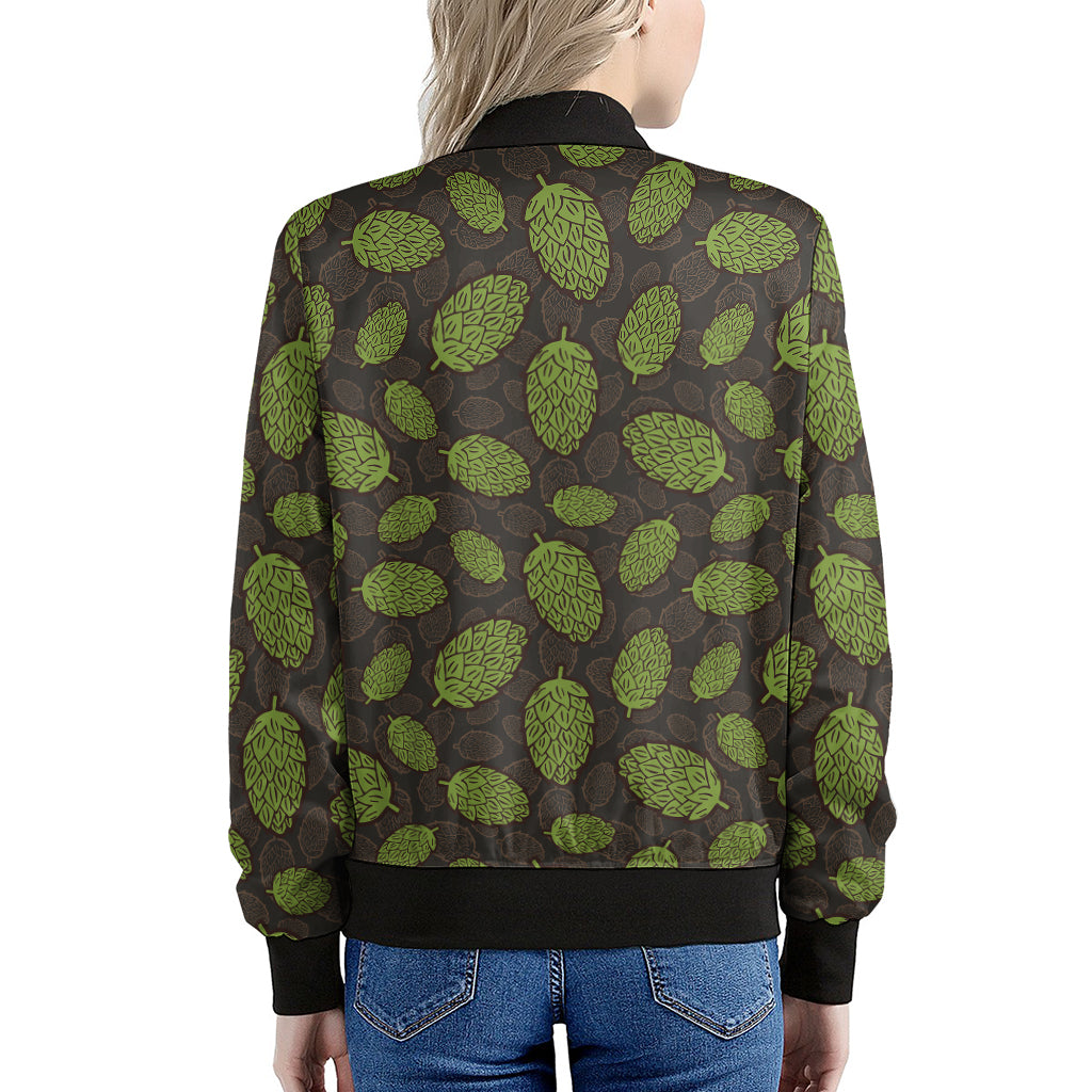 Cute Hop Cone Pattern Print Women's Bomber Jacket