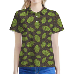 Cute Hop Cone Pattern Print Women's Polo Shirt