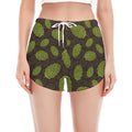 Cute Hop Cone Pattern Print Women's Split Running Shorts