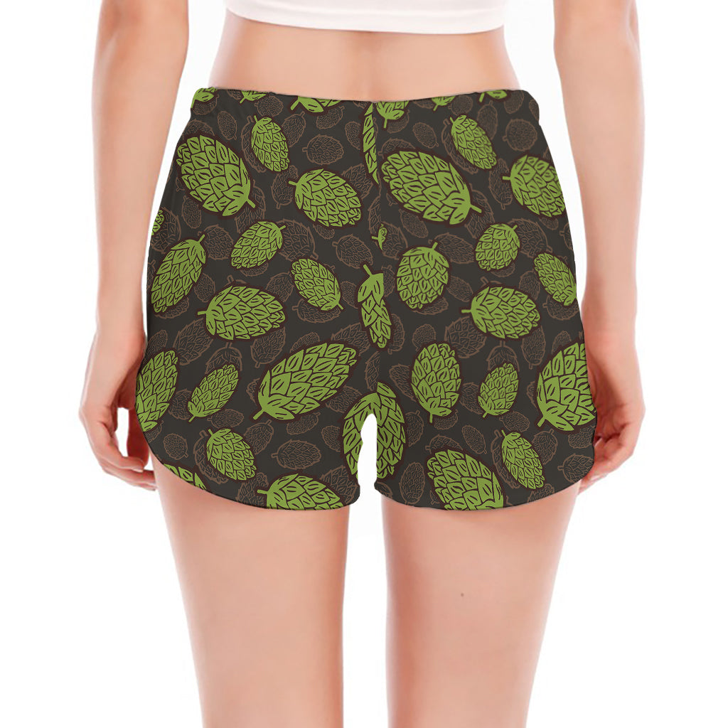 Cute Hop Cone Pattern Print Women's Split Running Shorts