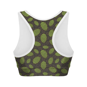 Cute Hop Cone Pattern Print Women's Sports Bra