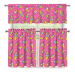 Cute Ice Cream Pattern Print 3 Piece Kitchen Curtains