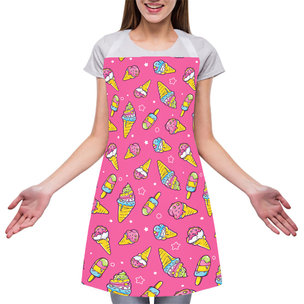 Cute Ice Cream Pattern Print Adjustable Apron