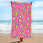 Cute Ice Cream Pattern Print Beach Towel