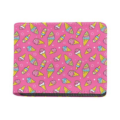 Cute Ice Cream Pattern Print Bifold Wallet