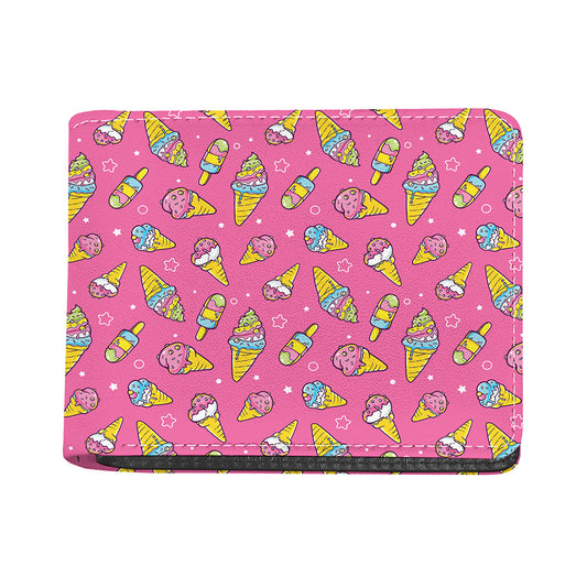 Cute Ice Cream Pattern Print Bifold Wallet