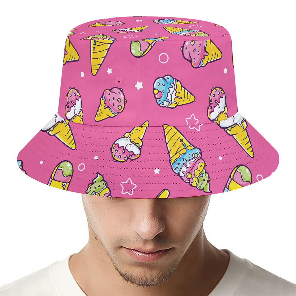Cute Ice Cream Pattern Print Bucket Hat
