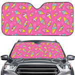 Cute Ice Cream Pattern Print Car Windshield Sun Shade