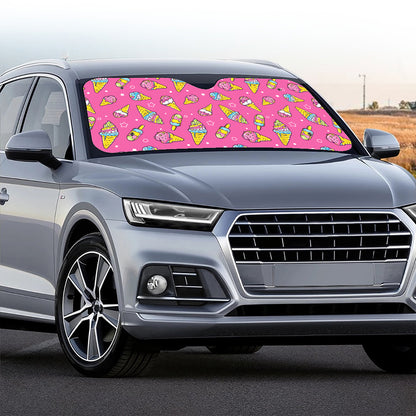 Cute Ice Cream Pattern Print Car Windshield Sun Shade