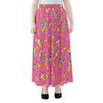Cute Ice Cream Pattern Print Chiffon Maxi Skirt