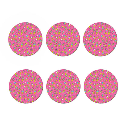 Cute Ice Cream Pattern Print Coaster Set