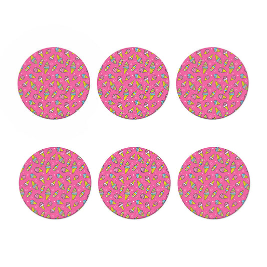 Cute Ice Cream Pattern Print Coaster Set