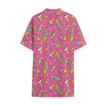 Cute Ice Cream Pattern Print Cotton Hawaiian Shirt