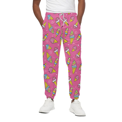 Cute Ice Cream Pattern Print Cotton Pants
